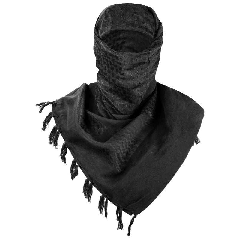 FREE SOLDIER Scarf Military Shemagh Tactical Desert Keffiyeh Head Neck Scarf Arab Wrap with Tassel for Men Women (Black) - Image 1